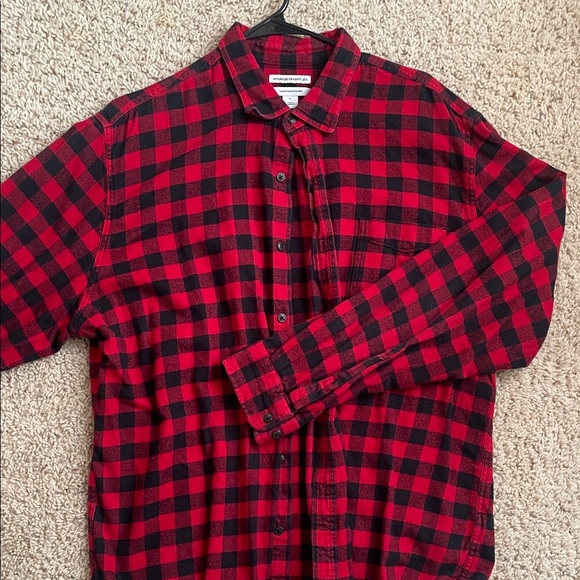 Amazon Essentials Red and Black Checkered Men's Shirt - Picture 1 of 2